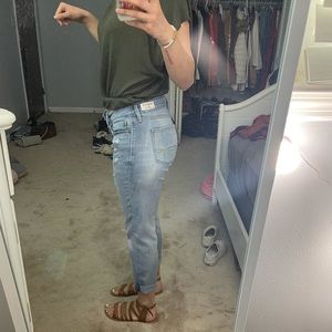 Ankle high mom jeans light blue